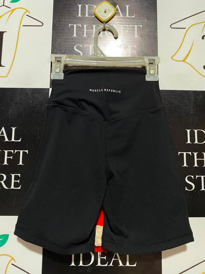 MUSCLE REPUBLIC |XS| WAIST 18| B36| HIGH-WAISTED SLEEK BLACK BIKE SHORTS