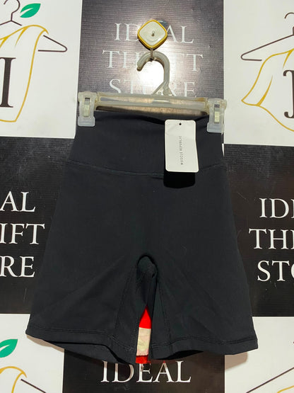 MUSCLE REPUBLIC |XS| WAIST 18| B36| HIGH-WAISTED SLEEK BLACK BIKE SHORTS