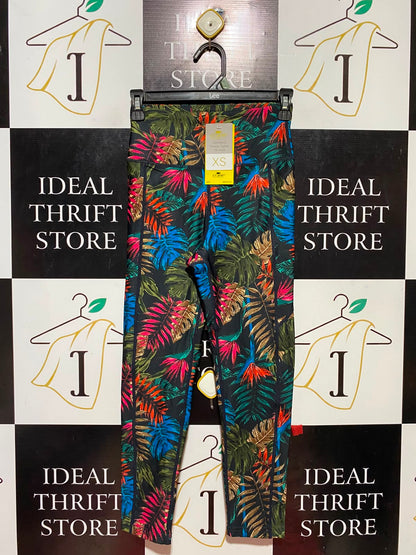 CRANE |XS| WAIST 24| B36| WOMEN'S HIGH-RISE TROPICAL PRINT 7/8 FITNESS LEGGINGS