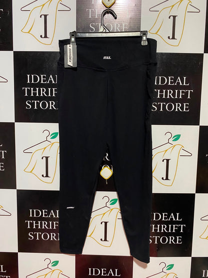 STAX |L| WAIST 30| B36| HIGH-WAISTED SLEEK BLACK FITNESS LEGGINGS WITH SIDE POCKETS