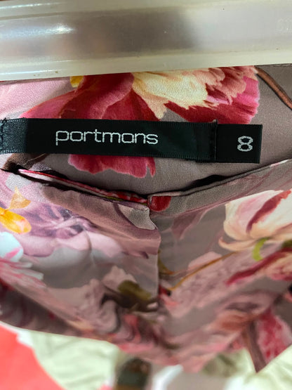 PORTMANS |S| WAIST 26| B36| HIGH-WAISTED FLORAL PRINT WIDE-LEG PANTS WITH MATCHING TIE BELT