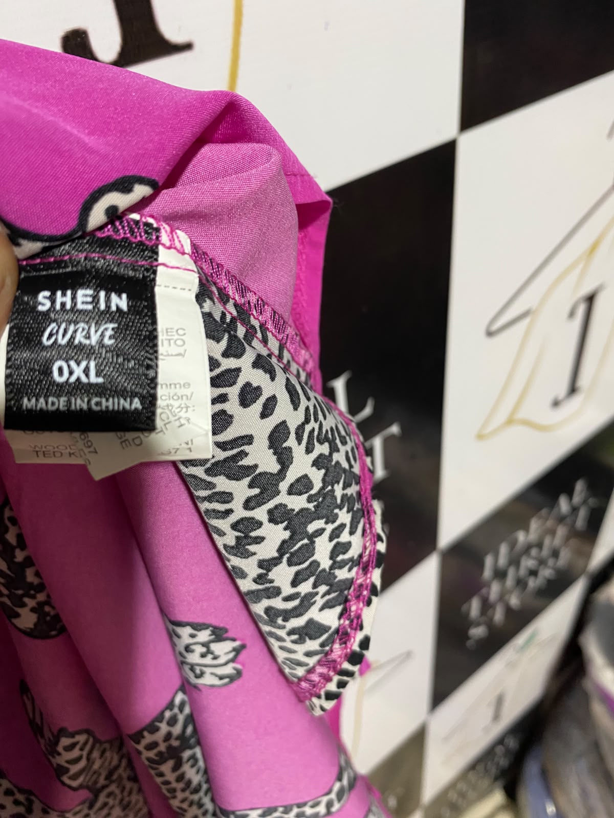 SHEIN CURVE |XL| B36| LADIES MAGENTA LEOPARD PRINT 2-PIECE CO-ORD SET (SHIRT & SHORTS)