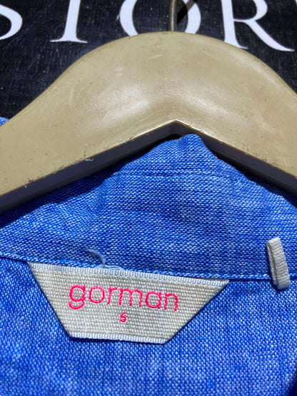 GORMAN |S| B36| LADIES BLUE EMBROIDERED 2-PIECE CO-ORD SET (BUTTON-DOWN SHIRT & WIDE-LEG PANTS)