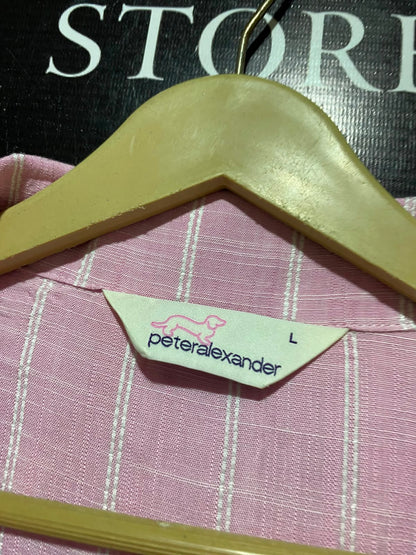 PETERRALE XANDER |L| B36| LADIES PINK STRIPED NIGHTWEAR 2-PIECE PAJAMA SET (SHORT-SLEEVE SHIRT & TROUSERS)