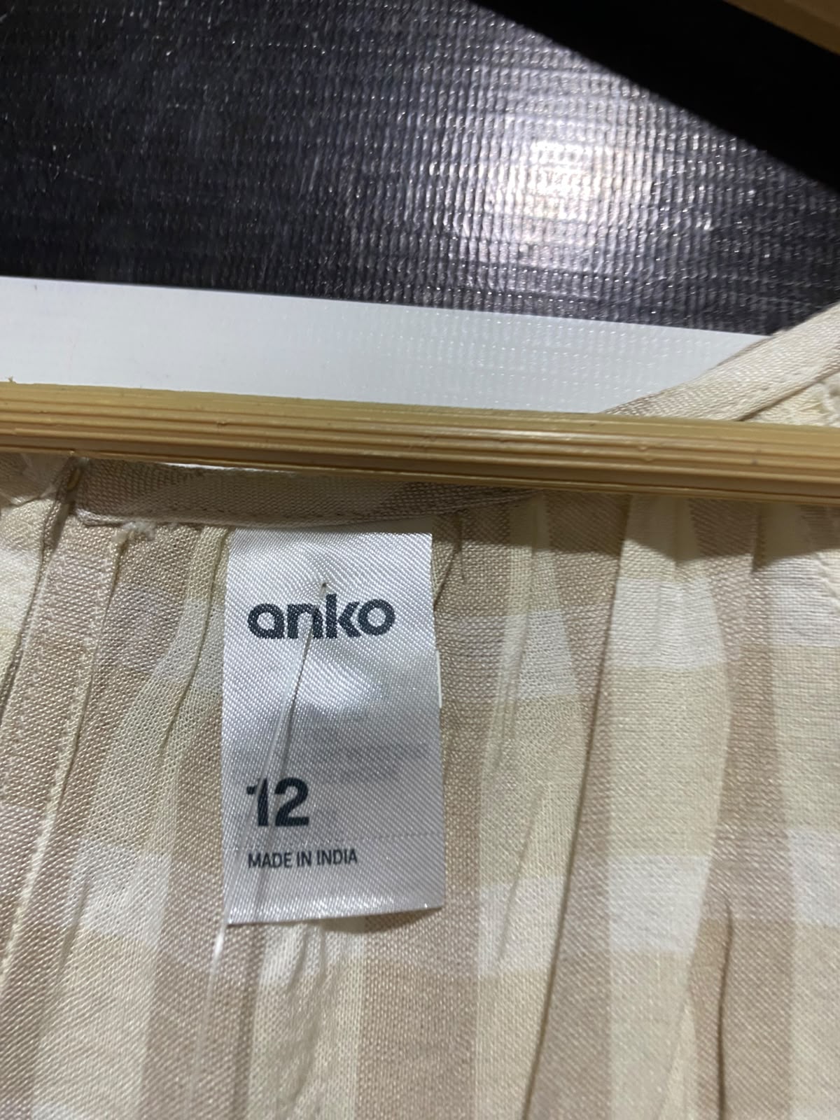ANKO |L| BUST 20| B36| LADIES BEIGE GINGHAM CHECKERED MIDAXI DRESS