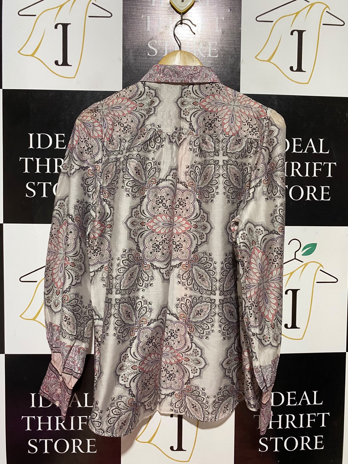 PORTMANS |L| BUST 21| B36| PAISLEY PRINT LONG-SLEEVE BUTTON-DOWN BLOUSE
