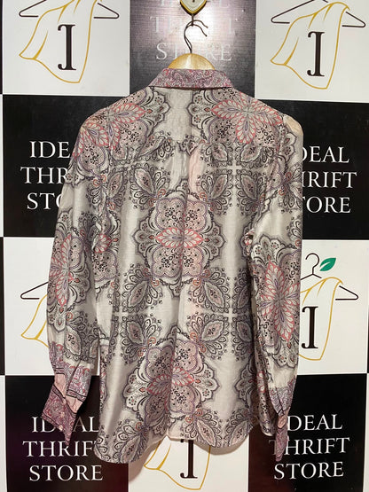 PORTMANS |L| BUST 21| B36| PAISLEY PRINT LONG-SLEEVE BUTTON-DOWN BLOUSE