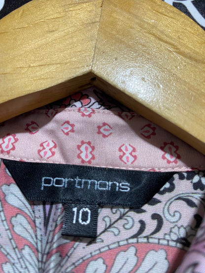 PORTMANS |L| BUST 21| B36| PAISLEY PRINT LONG-SLEEVE BUTTON-DOWN BLOUSE