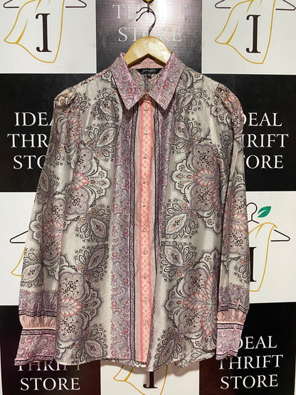 PORTMANS |L| BUST 21| B36| PAISLEY PRINT LONG-SLEEVE BUTTON-DOWN BLOUSE