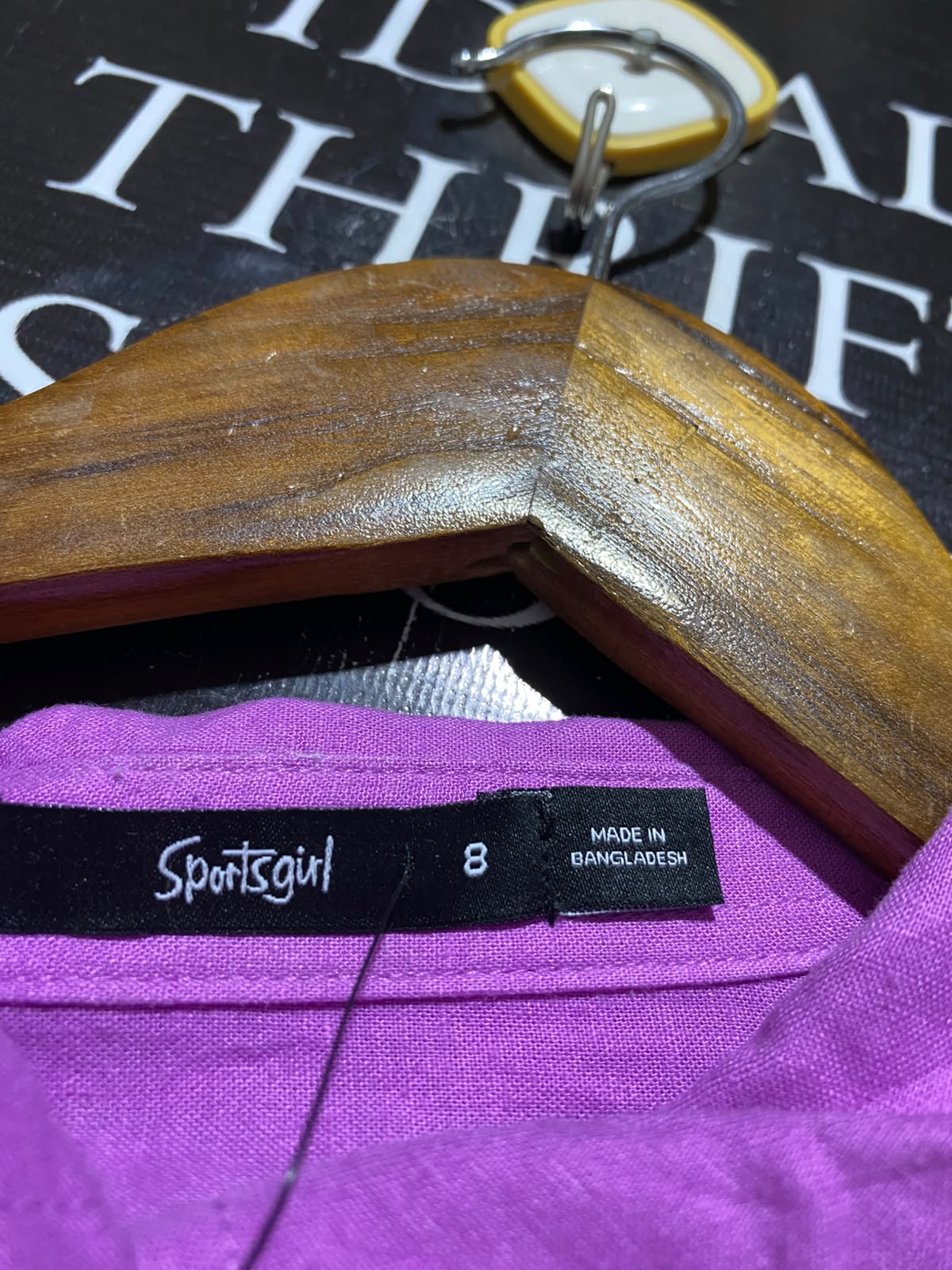 SPORTS GIRL |XL| BUST 23| B36| MAGENTA PURPLE LINEN RICH LONG-SLEEVE BUTTON-DOWN SHIRT
