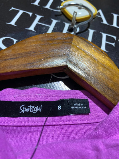 SPORTS GIRL |XL| BUST 23| B36| MAGENTA PURPLE LINEN RICH LONG-SLEEVE BUTTON-DOWN SHIRT