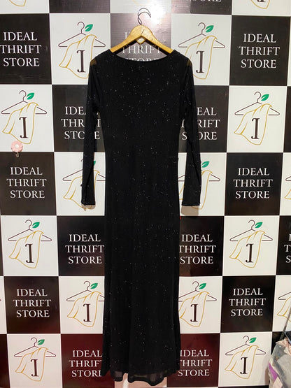 CANDOLATE |M| BUST 18| B36| BLACK GLITTERY COLD-SHOULDER MAXI DRESS
