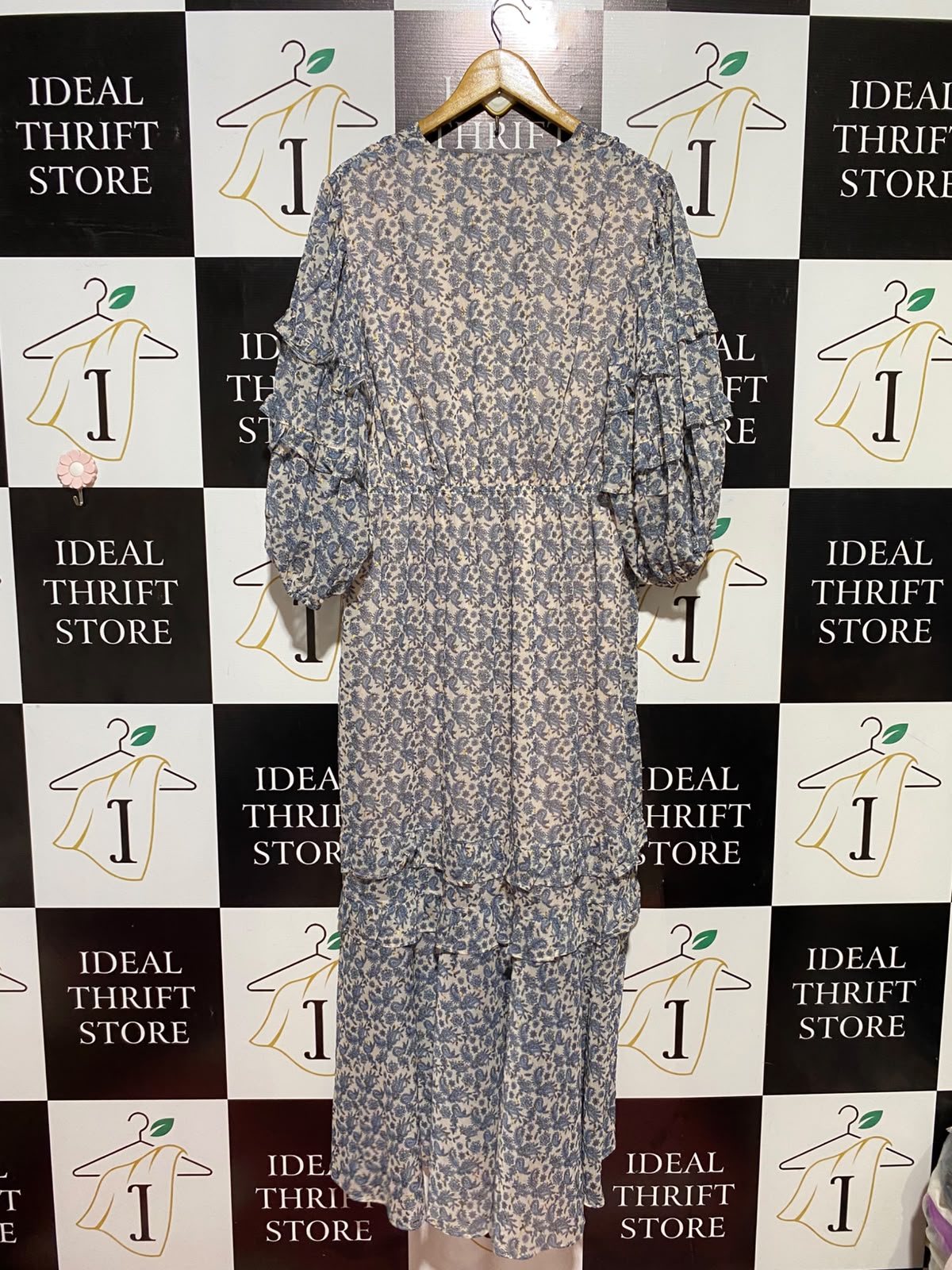 THREE OF SAMETHING |L| BUST 20| B36| BLUE & BEIGE PAISLEY PRINT TIERED MAXI DRESS