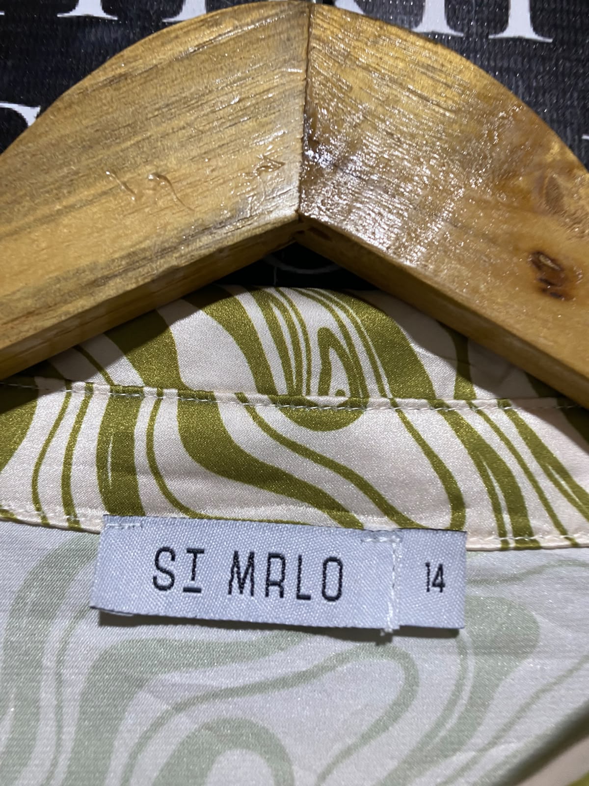 ST MRLO |L| BUST FREE| B36| OLIVE GREEN ABSTRACT MARBLE SHIRT DRESS WITH BELT