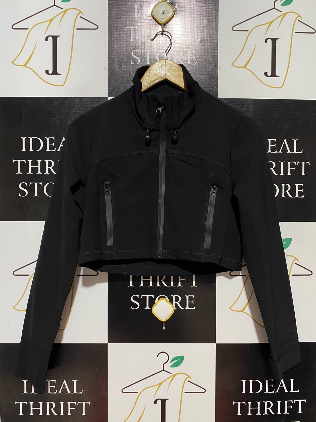 ZARA |M| BUST 18| B36| BLACK ATHLETIC CROPPED ZIP-UP TRACK JACKET