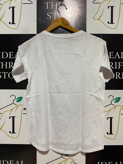 ATHLETIC |S| BUST 16| B36| WOMEN'S LIGHT GREY HOLOGRAPHIC GRAPHIC STRIPE ATHLETIC T-SHIRT