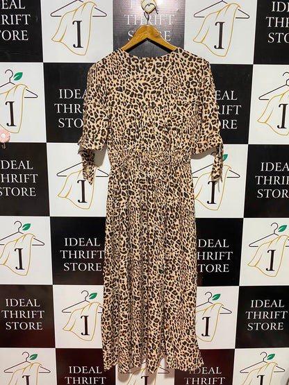 VINE APPAREL |S| BUST 17| B36| WOMEN'S LEOPARD PRINT BUTTON-DOWN MIDI DRESS