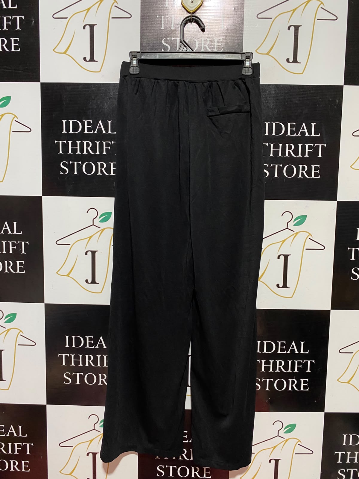 |S| WAIST 26| B36| HIGH-WAISTED TAILORED WIDE-LEG DRESS PANTS IN JET BLACK
