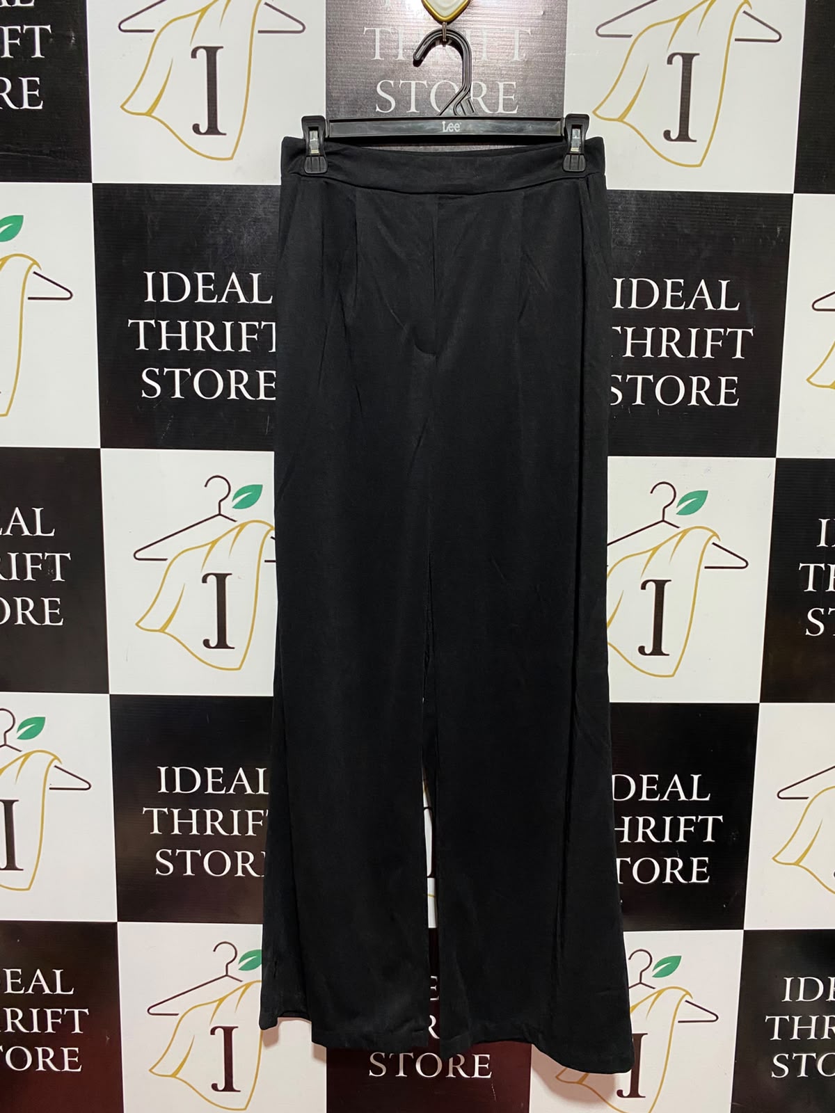 |S| WAIST 26| B36| HIGH-WAISTED TAILORED WIDE-LEG DRESS PANTS IN JET BLACK