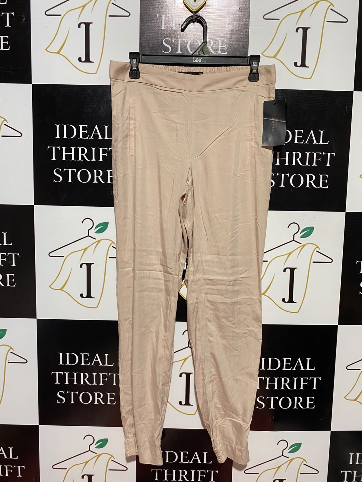 ZARA BASIC |M| WAIST 30| B36| HIGH-WAISTED SLIM-FIT JOGGER PANTS IN BEIGE