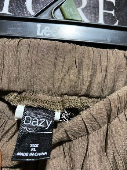 DAZY |M| WAIST 28| B36| VINTAGE INSPIRED TEXTURED WIDE-LEG TROUSERS - BROWN