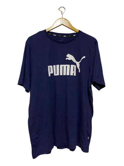 PUMA |XL| BUST 24| B36| CLASSIC NAVY BLUE BIG LOGO CREWNECK T-SHIRT - COMFORTABLE COTTON SHORT-SLEEVE SPORTY TEE