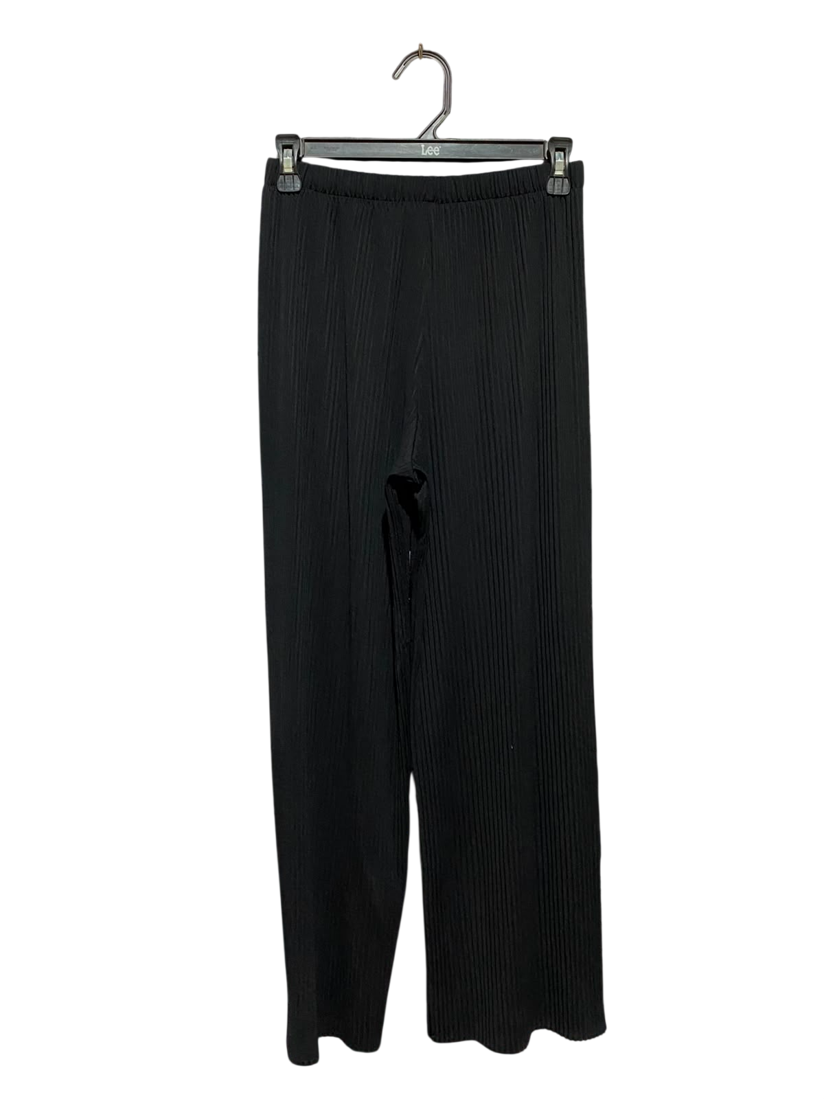 |S| WAIST 26| B36| CHIC BLACK PLEATED WIDE-LEG PANTS - HIGH-WAISTED STRETCHY PLISSÉ TROUSERS FOR WOMEN