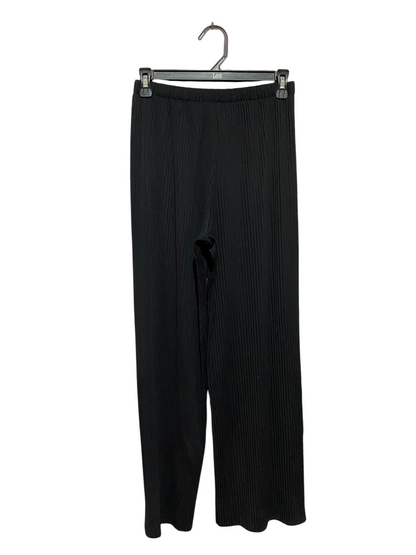 |S| WAIST 26| B36| CHIC BLACK PLEATED WIDE-LEG PANTS - HIGH-WAISTED STRETCHY PLISSÉ TROUSERS FOR WOMEN