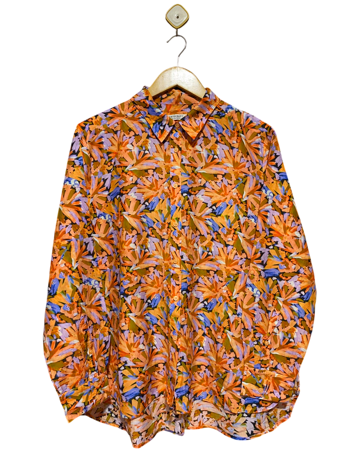 SPORTS CRAFT |XL| BUST 23| B36| VIBRANT MULTICOLOR ABSTRACT FLORAL PRINT BUTTON-DOWN SHIRT