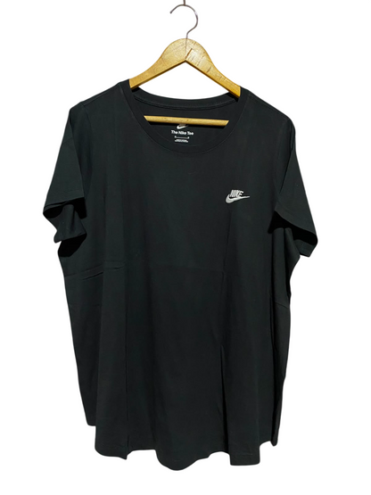 NIKE |XL| BUST 24| B37| BLACK SHORT SLEEVE T-SHIRT EMBROIDERED WHITE SWOOSH LOGO CLASSIC ATHLETIC TOP