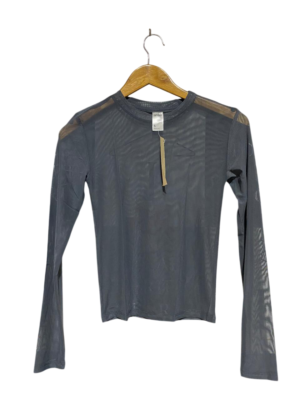 ANKO |S| BUST 14| B36| CLASSIC GREY SHEER MESH LONG-SLEEVE TOP
