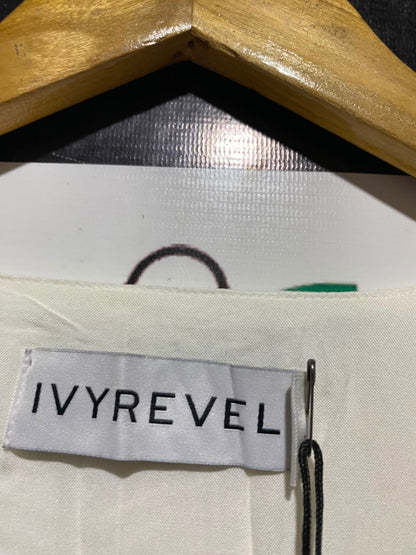 IVYREVEL |L| BUST 22| B37| OFF WHITE V-NECK BUTTON UP BLOUSE LONG SLEEVE OVERSIZED FLOWY SHIRT