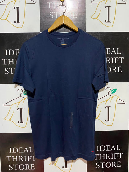 TOMMY  HILFIGER |M| BUST 18| B37| NAVY BLUE CREW NECK T-SHIRT CLASSIC SHORT SLEEVE SOLID COTTON TEE BRAND NEW