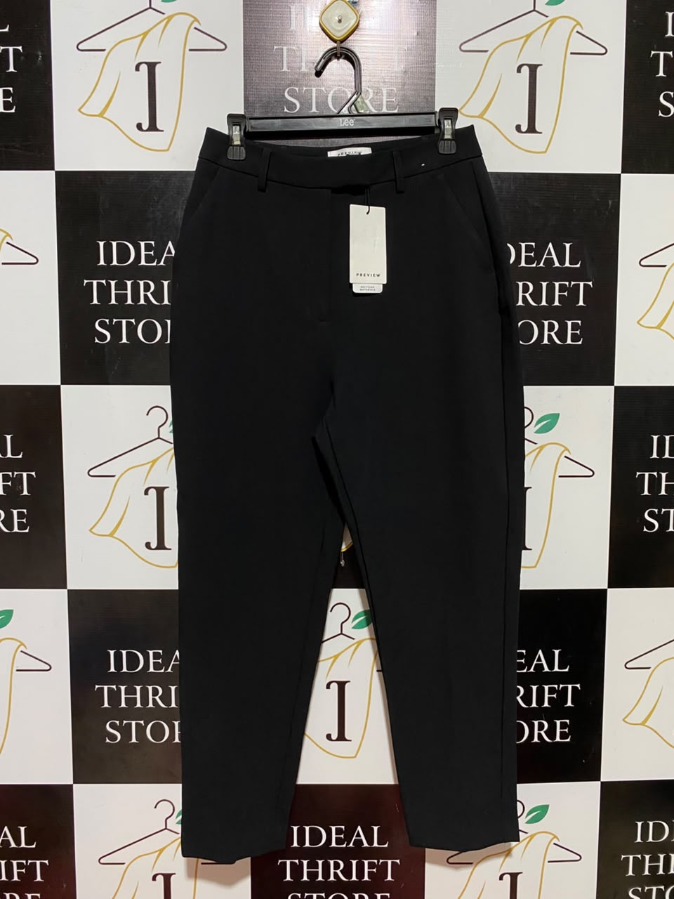 PREVIEW |M| BUST 28| B36| PREVIEW CLASSIC BLACK HIGH-WAISTED TAPERED ANKLE TROUSERS