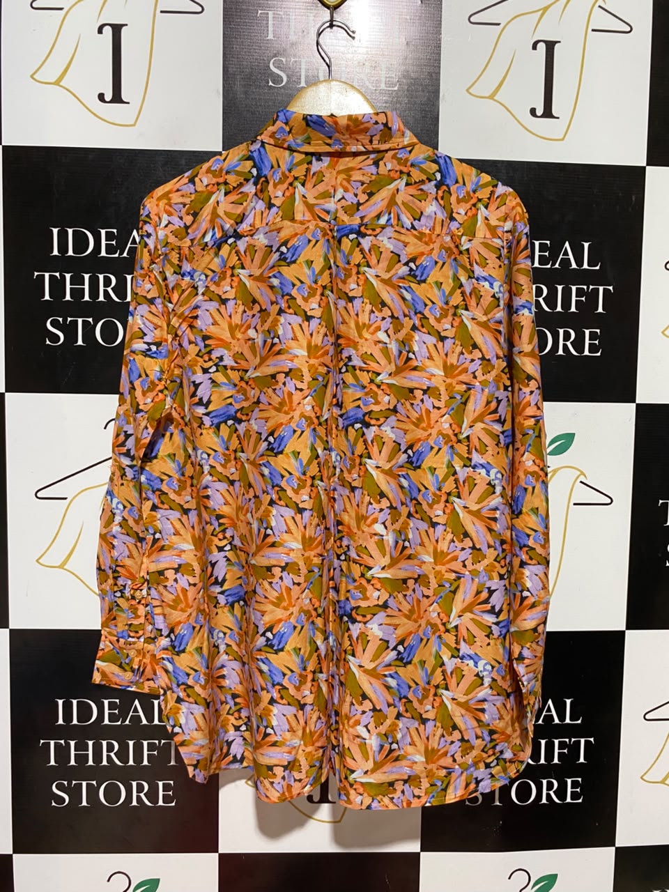 SPORTS CRAFT |XL| BUST 23| B36| VIBRANT MULTICOLOR ABSTRACT FLORAL PRINT BUTTON-DOWN SHIRT