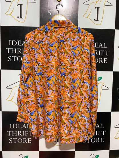 SPORTS CRAFT |XL| BUST 23| B36| VIBRANT MULTICOLOR ABSTRACT FLORAL PRINT BUTTON-DOWN SHIRT