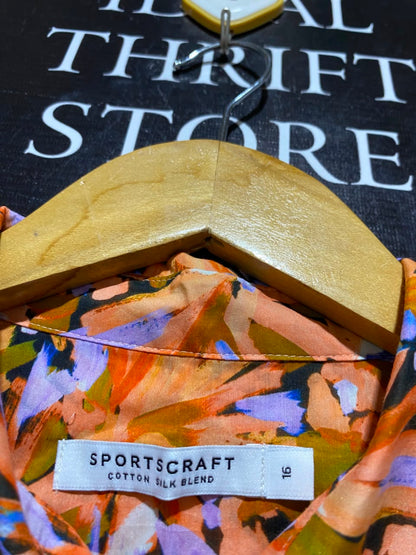 SPORTS CRAFT |XL| BUST 23| B36| VIBRANT MULTICOLOR ABSTRACT FLORAL PRINT BUTTON-DOWN SHIRT