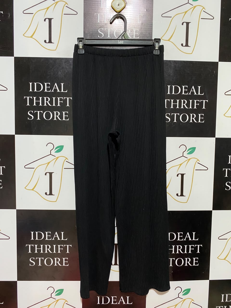 |S| WAIST 26| B36| CHIC BLACK PLEATED WIDE-LEG PANTS - HIGH-WAISTED STRETCHY PLISSÉ TROUSERS FOR WOMEN
