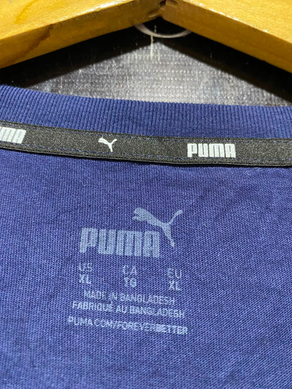 PUMA |XL| BUST 24| B36| CLASSIC NAVY BLUE BIG LOGO CREWNECK T-SHIRT - COMFORTABLE COTTON SHORT-SLEEVE SPORTY TEE