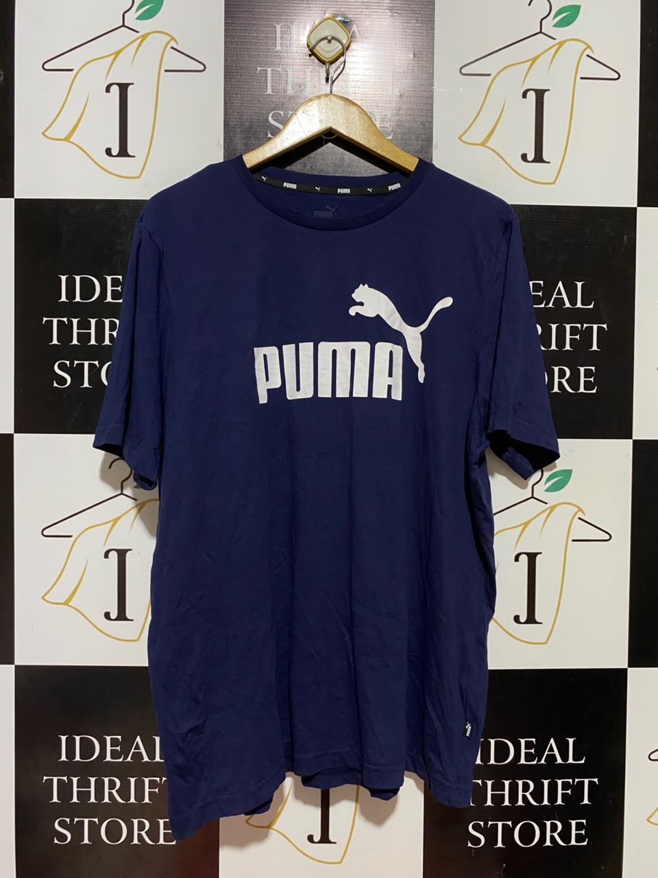 PUMA |XL| BUST 24| B36| CLASSIC NAVY BLUE BIG LOGO CREWNECK T-SHIRT - COMFORTABLE COTTON SHORT-SLEEVE SPORTY TEE