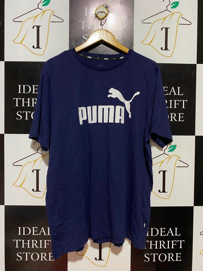 PUMA |XL| BUST 24| B36| CLASSIC NAVY BLUE BIG LOGO CREWNECK T-SHIRT - COMFORTABLE COTTON SHORT-SLEEVE SPORTY TEE
