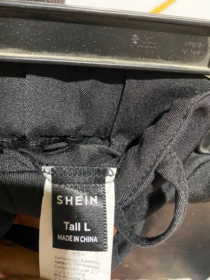 SHEIN |L| WAIST 30| B36| BLACK HIGH-WAISTED PLEATED TROUSERS - CLASSIC WIDE-LEG TAILORED PANTS FOR WOMEN