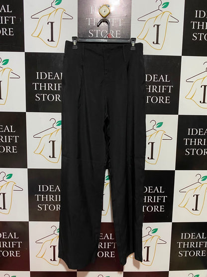 SHEIN |L| WAIST 30| B36| BLACK HIGH-WAISTED PLEATED TROUSERS - CLASSIC WIDE-LEG TAILORED PANTS FOR WOMEN