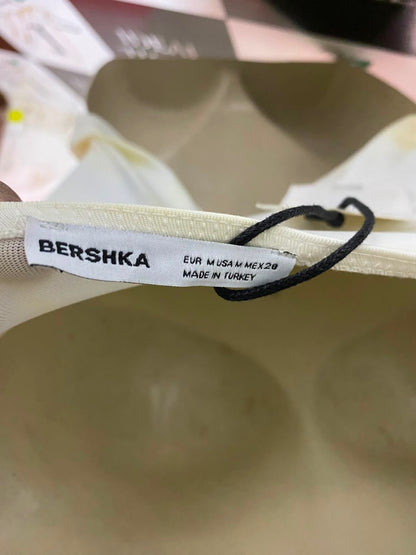 BERSHKA |M| BUST 15| B36| CHIC SOFT TIE-DYE TUBE TOP - WHITE AND YELLOW STRAIGHT NECKLESS STRApless TANK TOP FOR WOMEN
