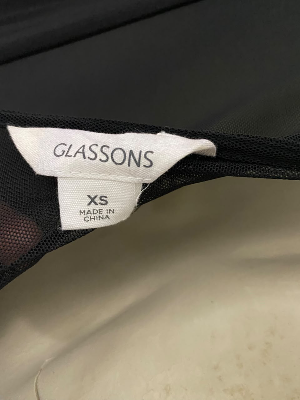 GLASSONS |XS| BUST 15| B36| CHIC BLACK LONG-SLEEVE MESH TOP WITH SWEETHEART RUCHED BUSTIER - SHEER BODYCON BLOUSE FOR WOMEN