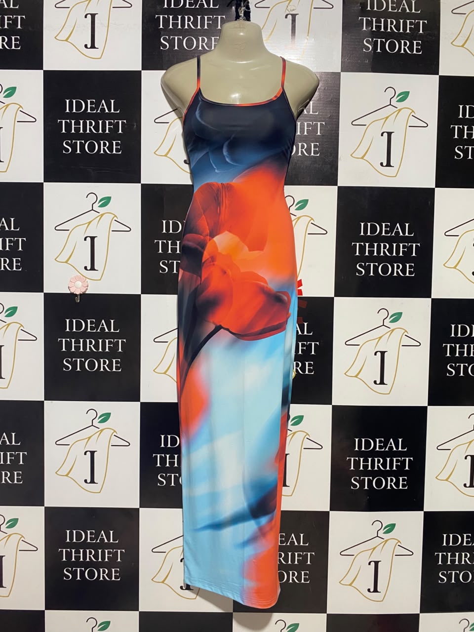 WHITE FOX |XS| BUST 15| B36| VIBRANT MULTICOLOR FLORAL PRINT MAXI DRESS - SLEEK STRAPPY HIGH-STRETCH BODYCON LONG DRESS FOR WOMEN