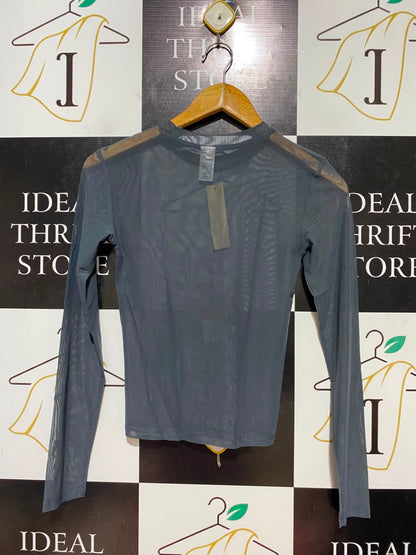 ANKO |S| BUST 14| B36| CLASSIC GREY SHEER MESH LONG-SLEEVE TOP
