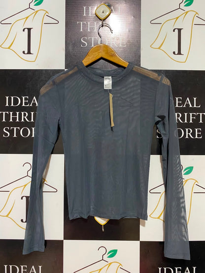 ANKO |S| BUST 14| B36| CLASSIC GREY SHEER MESH LONG-SLEEVE TOP
