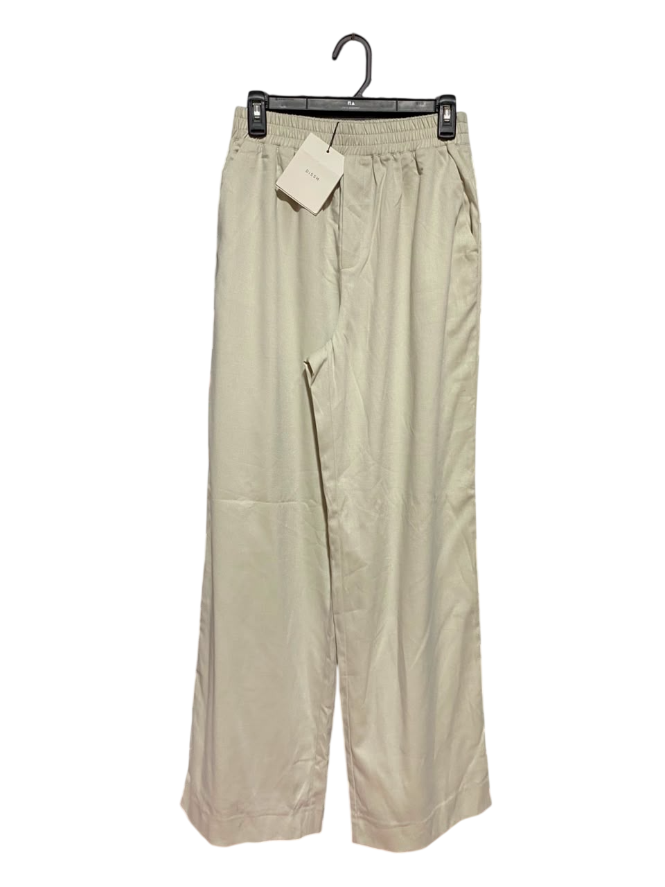 DISSH |S| WAIST 26| B37| OATMEAL CREAM WIDE-LEG PANTS - HIGH-WAISTED RELAXED TROUSERS