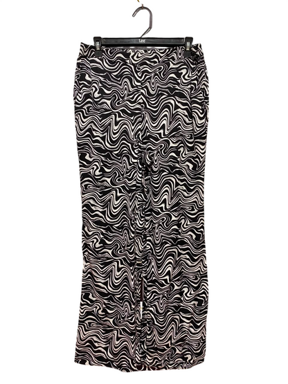 DECJUBA |M| WAIST 32| B37| BLACK AND WHITE SWIRL PRINT WIDE-LEG PANTS - HIGH-WAISTED PSYCHEDELIC STATEMENT TROUSERS